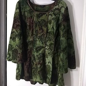 Green and Brown Flared Top 2X
